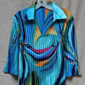 Polyester pleated blouse, medium in Jewel tones